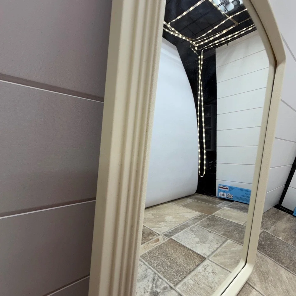 Vintage Stanley Works Arched Wall Mirror Off-White Cream TAT4102WT-1319 16x21